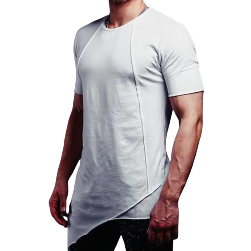 Men's Solid Color Cotton Round Neck Short Sleeve T-shirt 98099900U