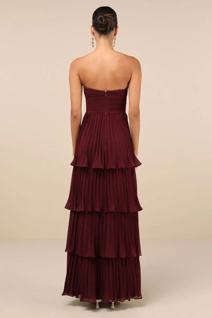 Olivia Strapless Plum Maxi Dress