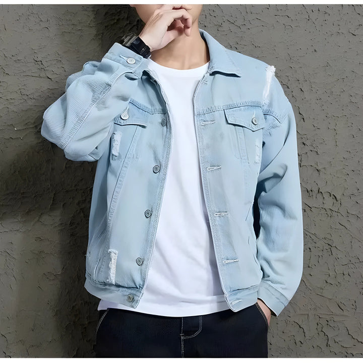 Spring Men's Distressed Denim Jacket