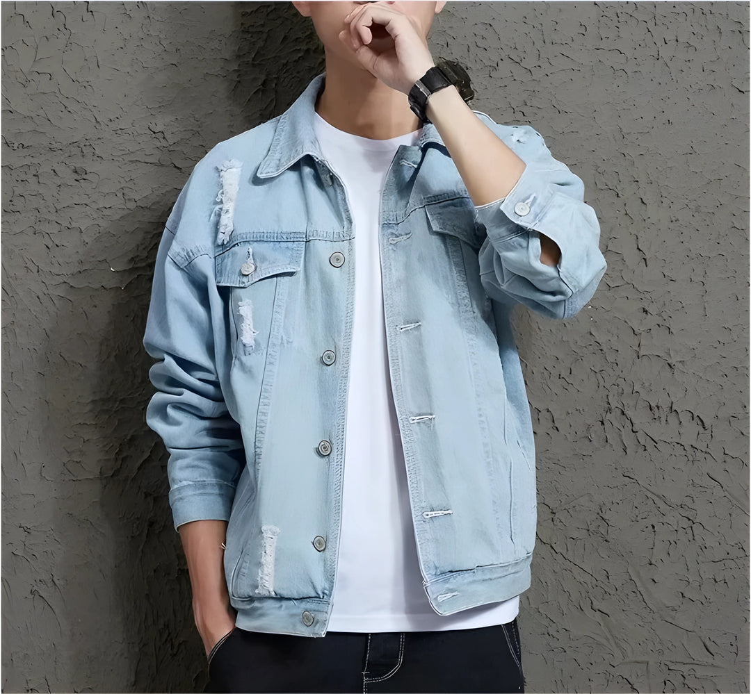 Spring Men's Distressed Denim Jacket