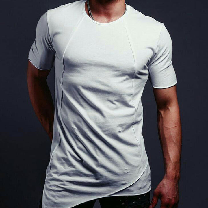 Men's Solid Color Cotton Round Neck Short Sleeve T-shirt 98099900U