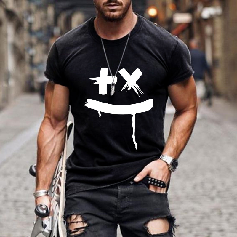 Men's Casual Summer Smiley Loose Short Sleeve T-Shirt 66686478M