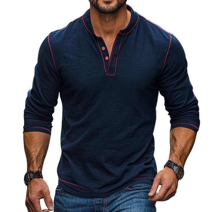 Men's Vintage Casual Henley Neck Long Sleeve T-Shirt 82490938TO