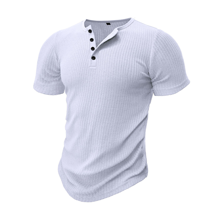 Men's Classic Casual Slim Fit V-Neck Button Short Sleeve T-Shirt 60296262K