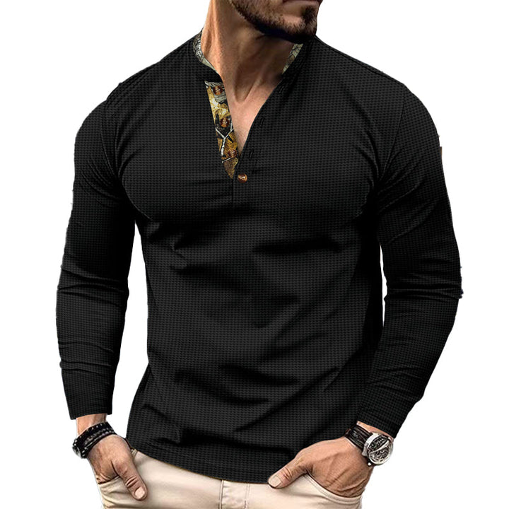 Men's Casual Button Collar Long Sleeve T-Shirt 73953488X