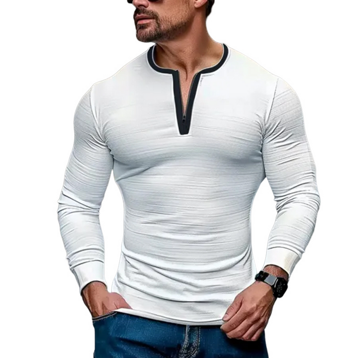 Men's Retro Casual Colorblock Zipper Round Neck Long Sleeve T-shirt 45604264TO