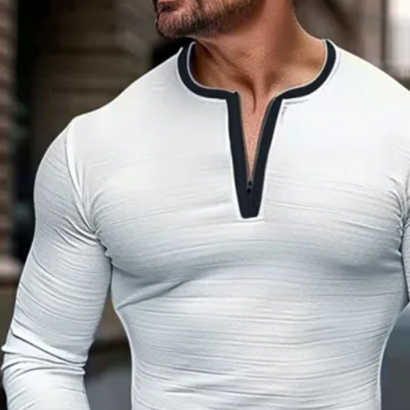 Men's Retro Casual Colorblock Zipper Round Neck Long Sleeve T-shirt 45604264TO