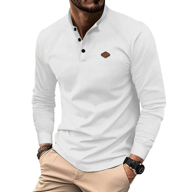 Men's Casual Waffle Collar Long Sleeve T-shirt 72517211X