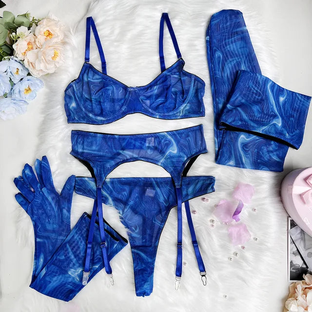 Valérie™ Tie Dye 5-Piece Lingerie Set - Elegance and Bold Style