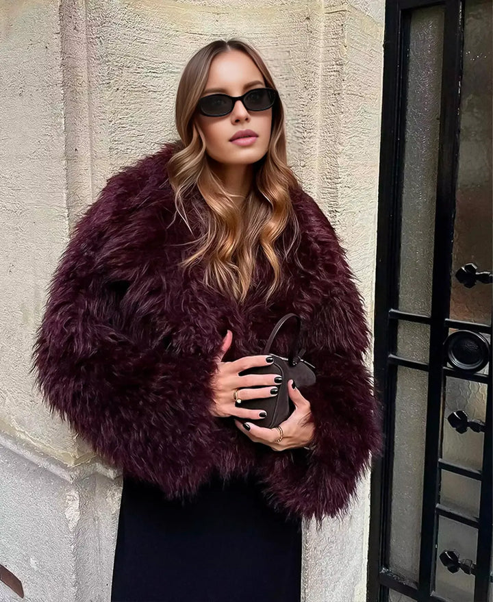 Velvet Rose Faux Fur Coat