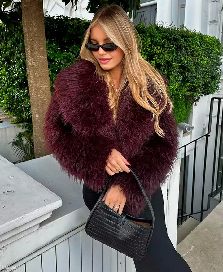 Velvet Rose Faux Fur Coat