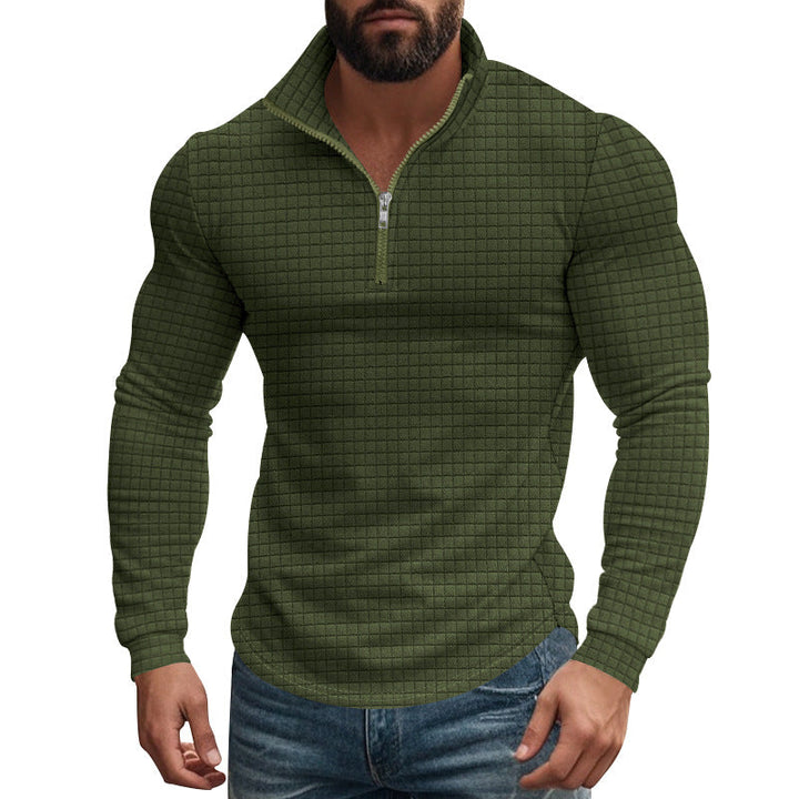 Men's Half-zip Small Square Stand Collar Long Sleeve T-shirt 08353588Z