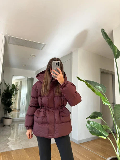 Burgundy Down Puffer Jacket