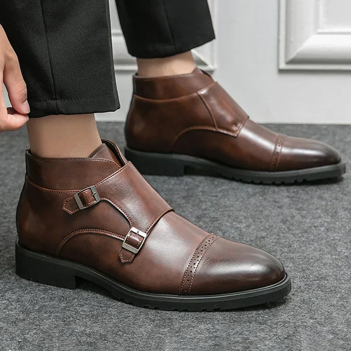 Honorius™ | Double Monk Leather Boots with Straps