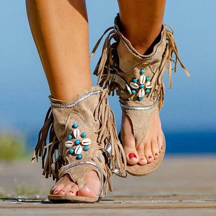 FARRAH | Fringe Boho Sandals