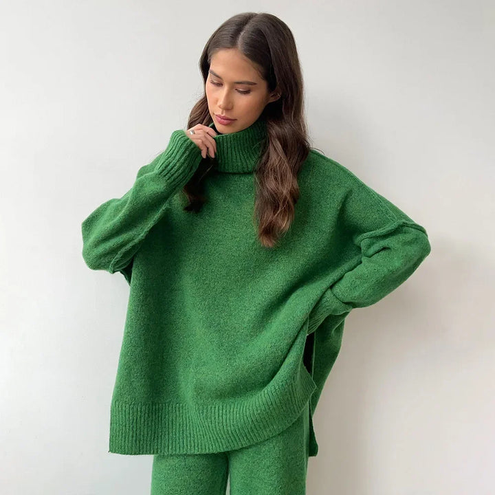 CozyChic Knitted Turtleneck & Trousers Set