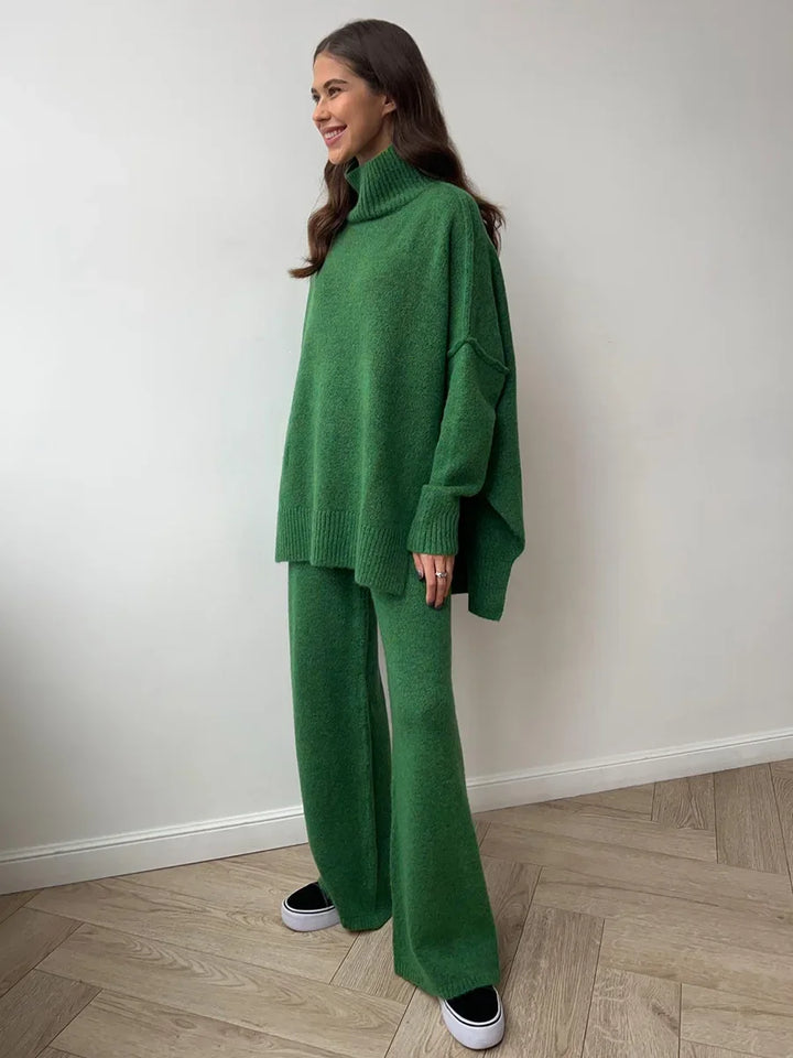 CozyChic Knitted Turtleneck & Trousers Set