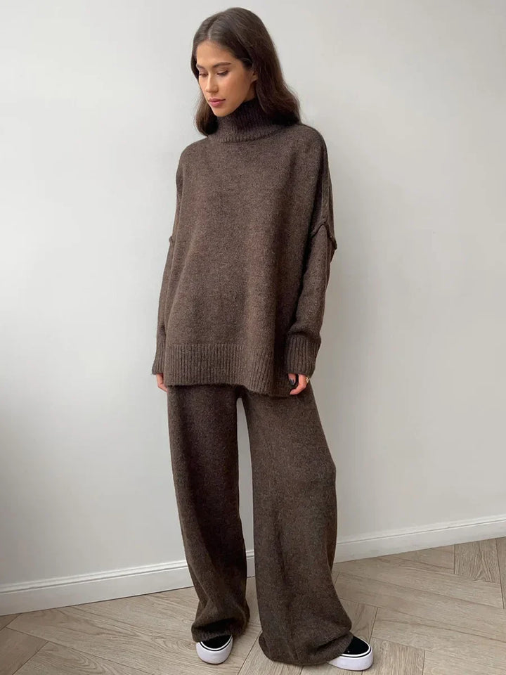 CozyChic Knitted Turtleneck & Trousers Set