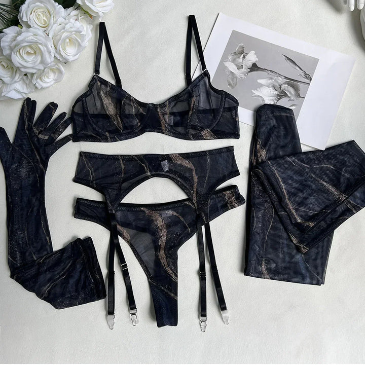 Valérie™ Tie Dye 5-Piece Lingerie Set - Elegance and Bold Style