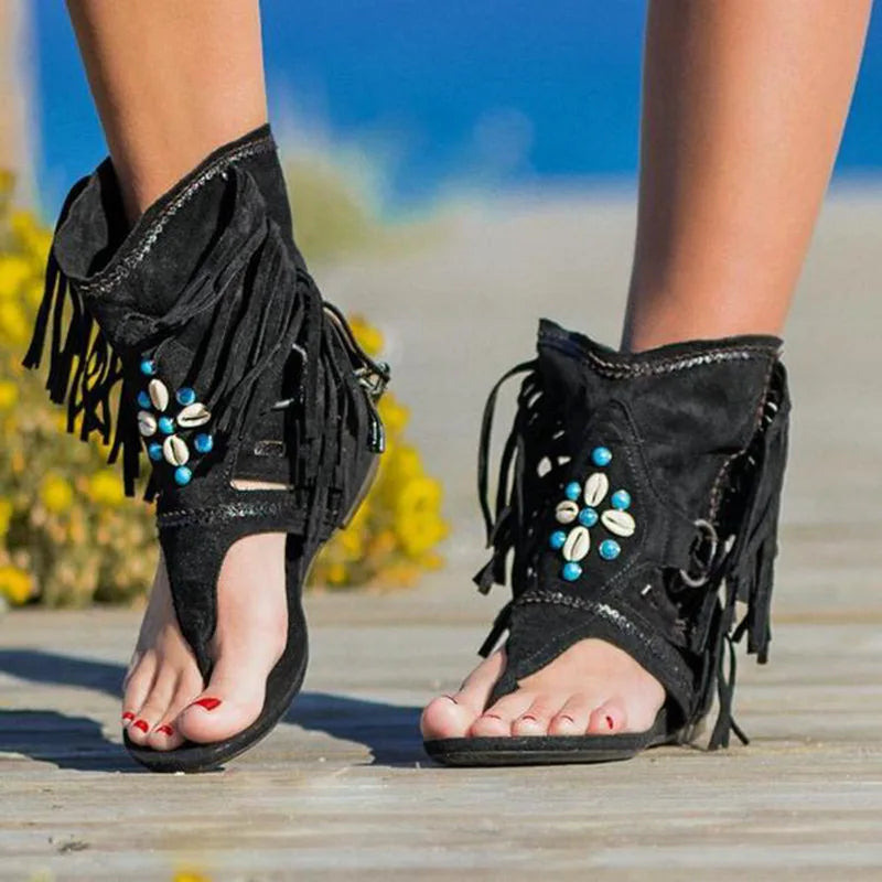 FARRAH | Fringe Boho Sandals