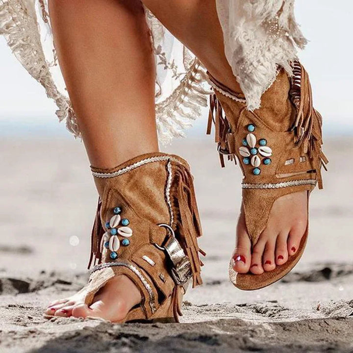 FARRAH | Fringe Boho Sandals