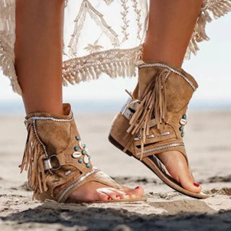 FARRAH | Fringe Boho Sandals