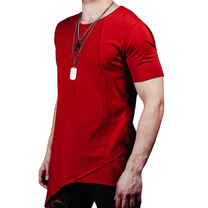 Men's Solid Color Cotton Round Neck Short Sleeve T-shirt 98099900U