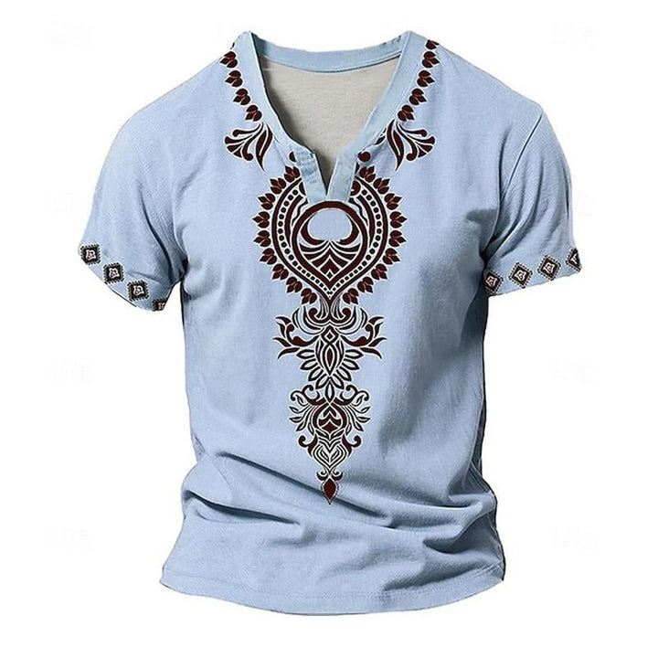 Men's Loose Printed Small V-Neck Short Sleeve T-Shirt 86134685X