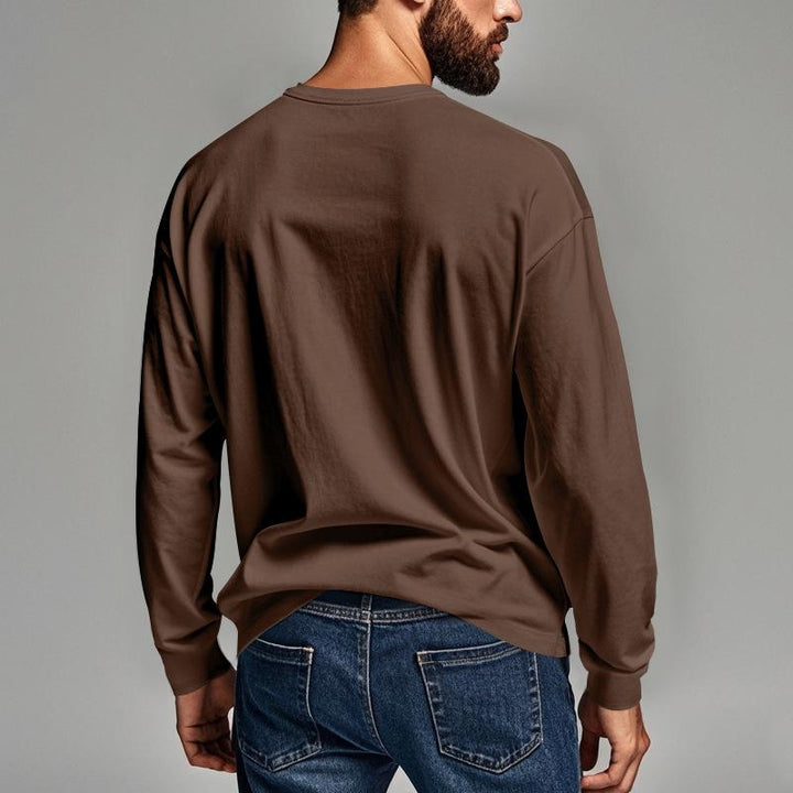 Men's Casual Crew Neck Cotton Blend Patch Pocket Long Sleeve T-Shirt 57193134M