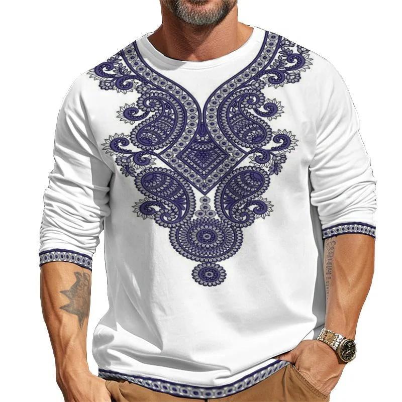 Men's Printed Casual Round Neck Long Sleeve T-Shirt 31943256X