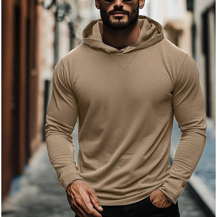 Men's Casual Solid Color Hooded Long Sleeve T-Shirt 22485540Y