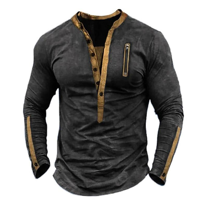 Men's Outdoor Tactical Zipper Henley Neck Long Sleeve  T-Shirt 55877636X