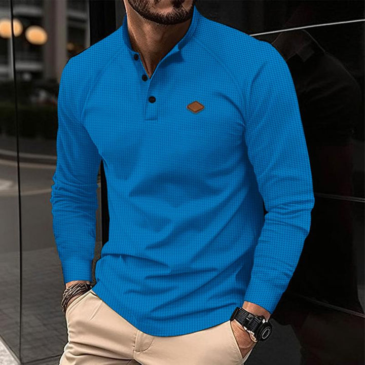 Men's Casual Waffle Henley Collar Raglan Long Sleeve T-Shirt 51518862Y