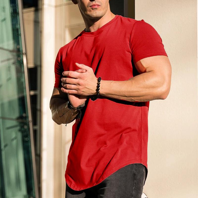 Men's Solid Color Loose Round Neck Short Sleeve T-Shirt 45316034X