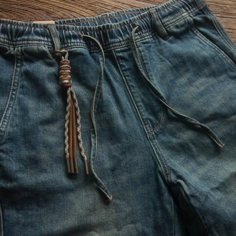 Men's Casual Solid Color Drawstring Straight Jeans 92815137Y