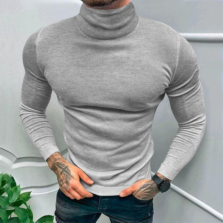 Men's Solid Color High Collar Long Sleeve Casual T-shirt 51848781Z