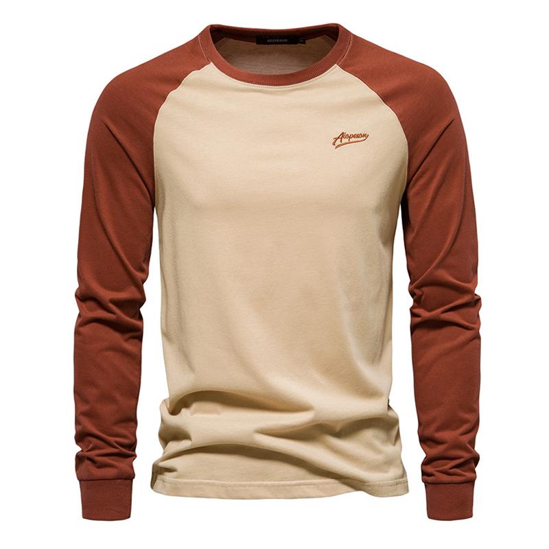 Men's Casual Color Block Raglan Long Sleeve T-Shirt 68843966Y