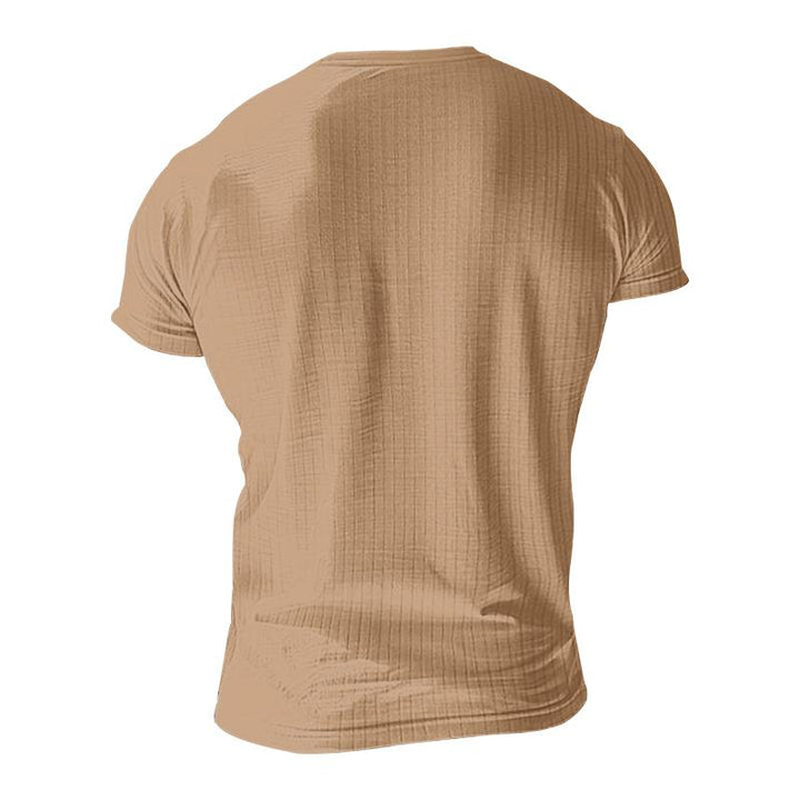 Men's Casual Stretch Knit Short Sleeve Henley T-Shirt 00095453X