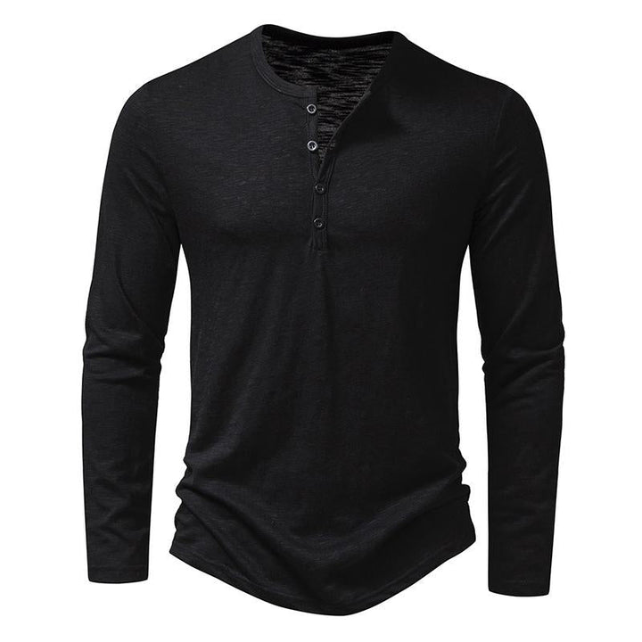 Men's Casual Henley Collar Solid Long Sleeve T-Shirt 22687327Y