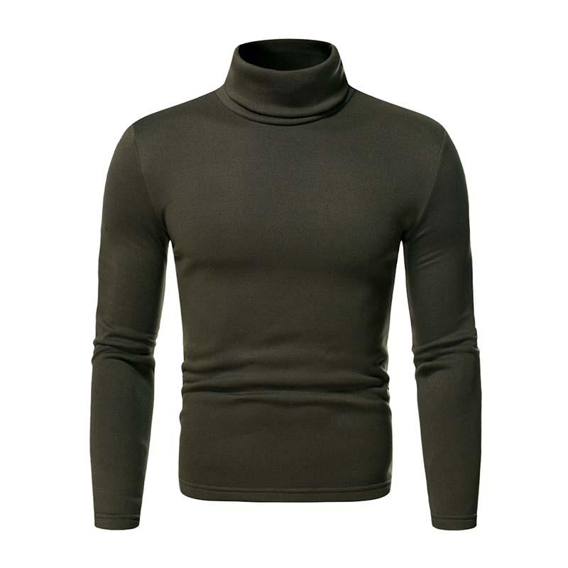 Men's Classic Casual Fleece High Collar Long Sleeve T-shirt 97790009K