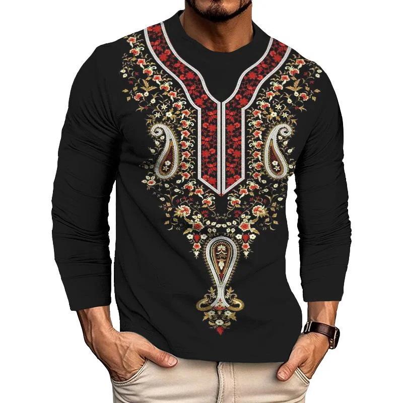 Men's Printed Casual Round Neck Long Sleeve T-Shirt 31943256X