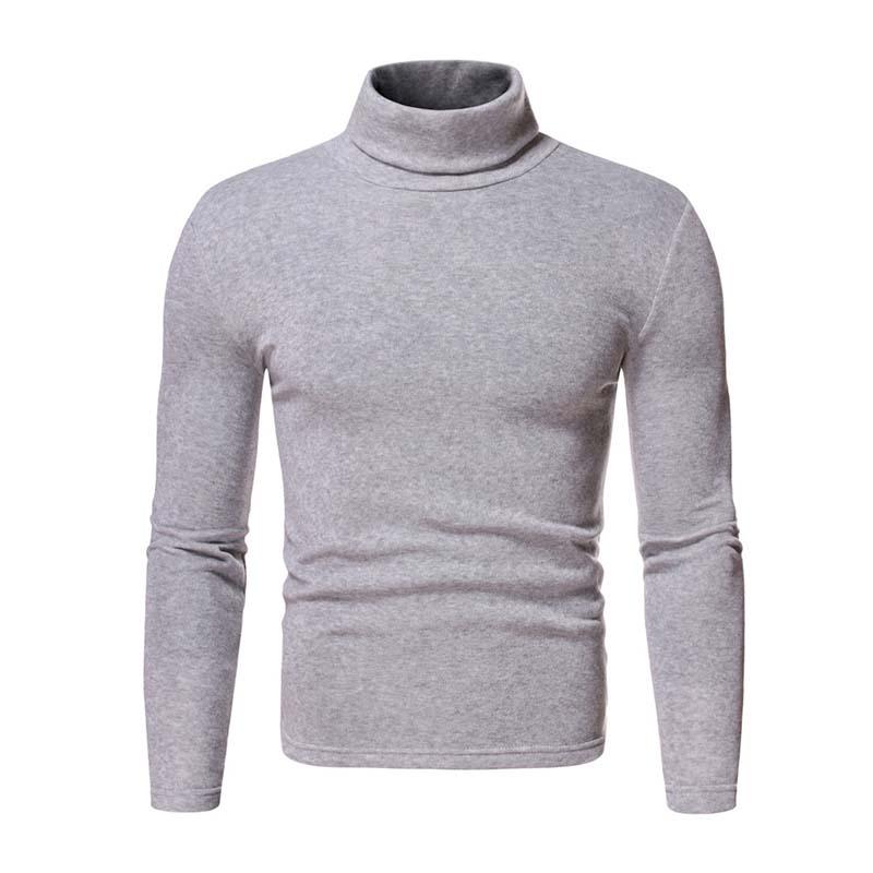 Men's Classic Casual Fleece High Collar Long Sleeve T-shirt 97790009K