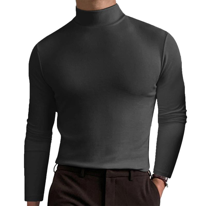 Men Casual Solid Color Fitted High Neck Long Sleeve T-Shirt 87801833Y