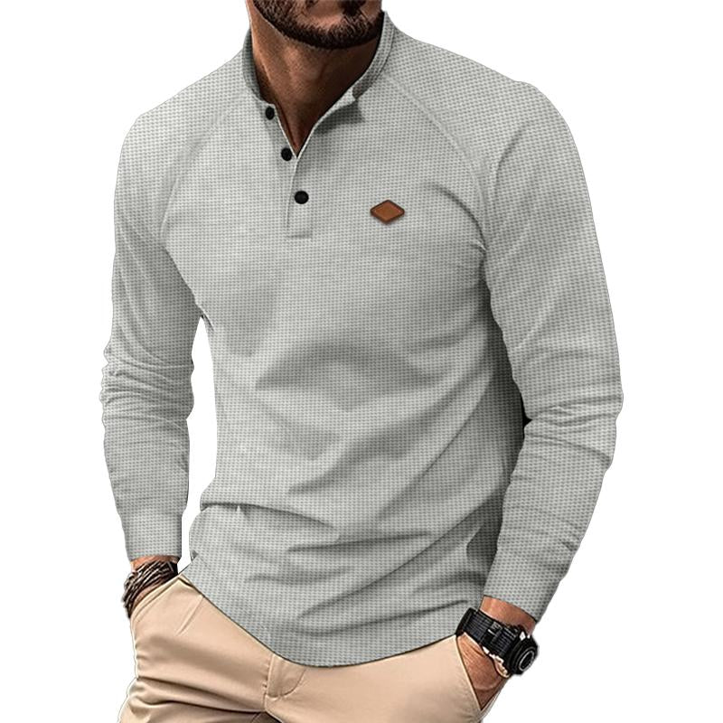 Men's Casual Waffle Henley Collar Raglan Long Sleeve T-Shirt 51518862Y