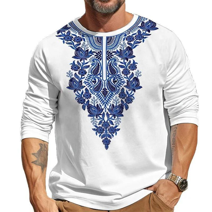 Men's Printed Casual Round Neck Long Sleeve T-Shirt 31943256X