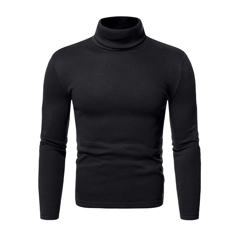 Men's Classic Casual Fleece High Collar Long Sleeve T-shirt 97790009K