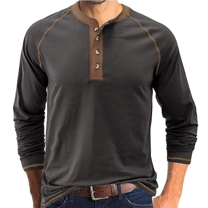 Men's Classic Casual Henley Neck Long Sleeve T-Shirt 62985275K