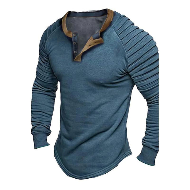 Men's Solid Color Long Sleeve Henley Shirt 0344252X