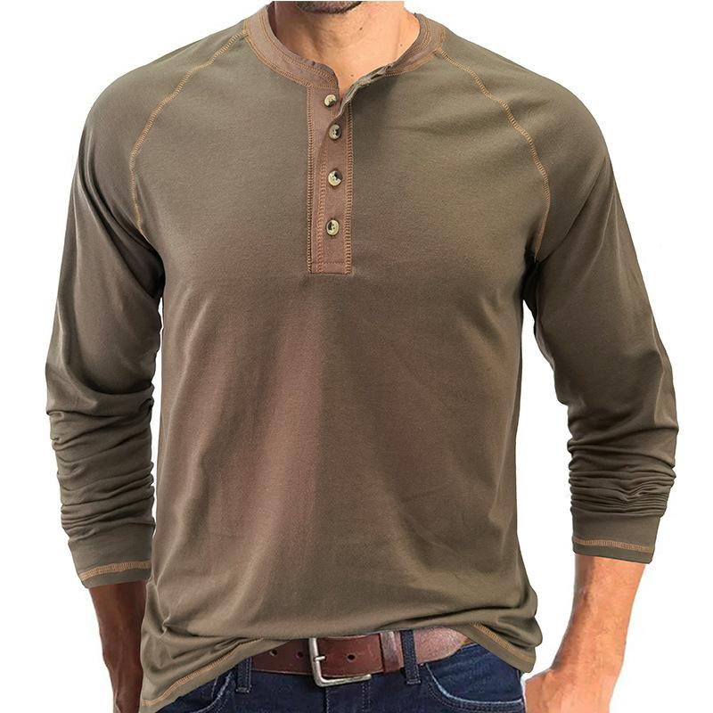 Men's Classic Casual Henley Neck Long Sleeve T-Shirt 62985275K