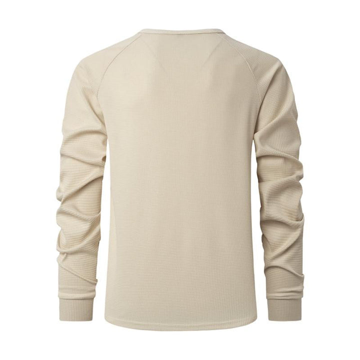 Men's Casual Waffle Henley Collar Raglan Long Sleeve T-Shirt 51518862Y